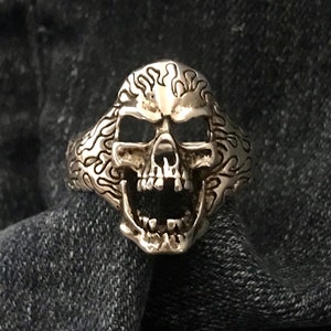 Vintage G & S Winged Skull Silver Ring Size 14 Gordon And Smith