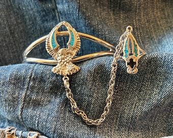 Silver Eagle w/ Turquoise Wings Slave Bracelet & Ring size 8