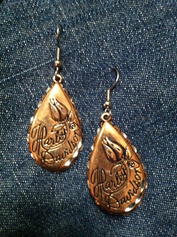 Copper Harley Davidson Rosebud Earrings