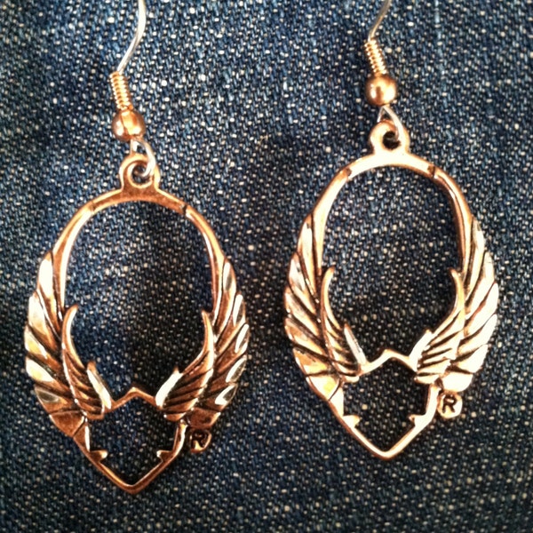 Copper Harley Davidson Wings w/ Shield 'cut-out' earrings