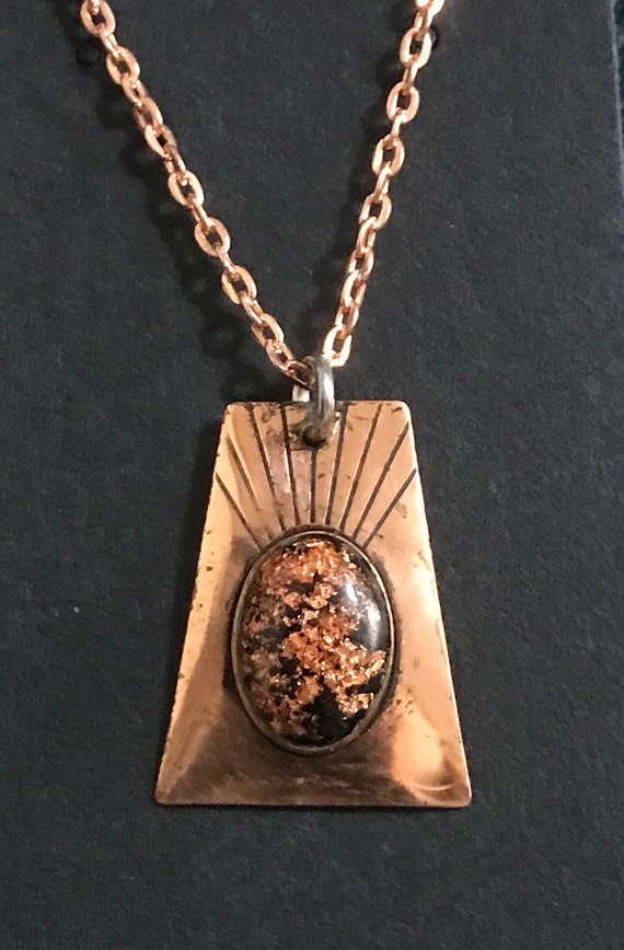 Copper & Copper Flake Stone Pendant Necklace