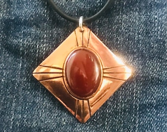 Copper & Carnelian Pendant Necklace