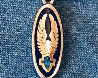 Oval Eagle and Turquoise Shield Pendant Necklace