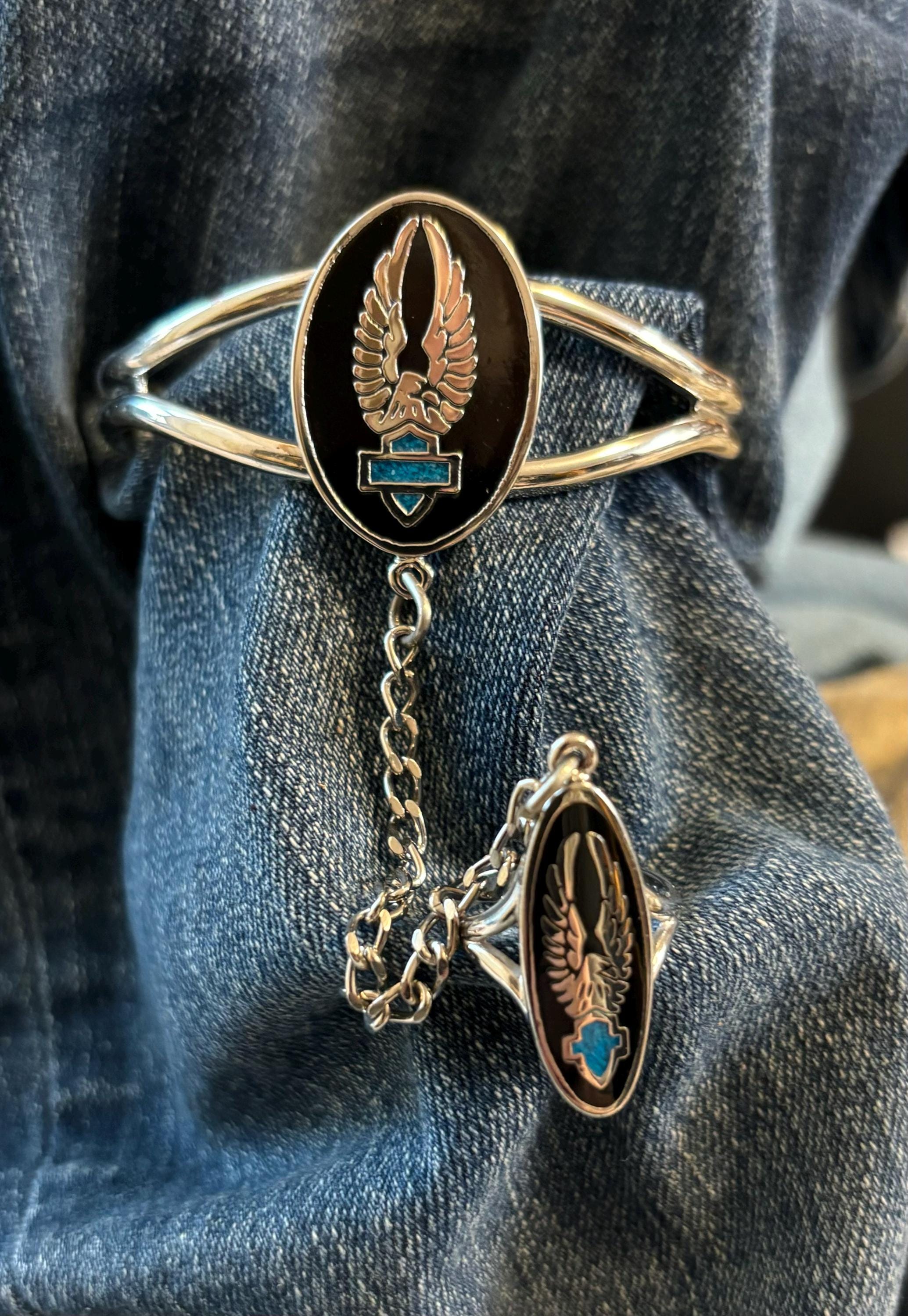 Native American Harley Davidson Vintage Sterling Silver Eagle Bracelet Native American Harley Davidson Vintage Sterling Silver Eagle Bracelet