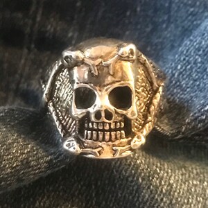 Bague camée ovale Vintage - Anneau floral en Argent antique - Camée Bijoux