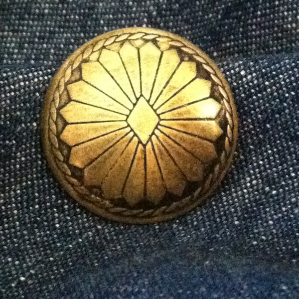 4 - Antiqued Brass Concho Button  -  1"