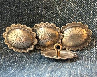 4 -Silver Oval Concho Buttons - 7/8"