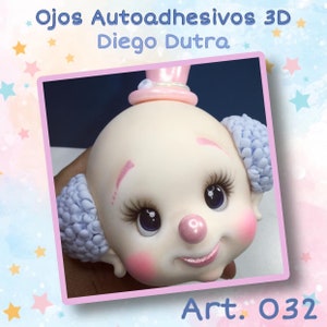 EYES 3D STICKERS, ojos 3D model #032 autoadhesivos Diego Dutra, cold porcelain, porcelana fria, foam art, crafts for dolls