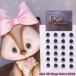 EYES 3D STICKERS, ojos 3D model #036 autoadhesivos Diego Dutra, cold porcelain, porcelana fria, foam art, crafts for dolls