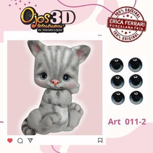 EYES 3D STICKERS, ojos 3D #011-2 autoadhesivos Erica Ferrari, cold porcelain, porcelana fria, polymer clay, foam art crafts for dolls