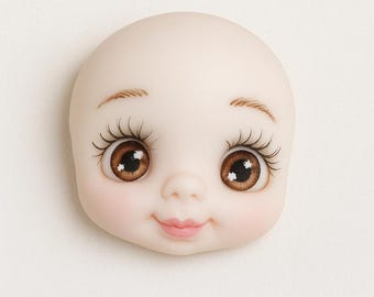 Hand-Painted Cold Porcelain Doll Head | 3D Resin Eyes, DIY Doll Making