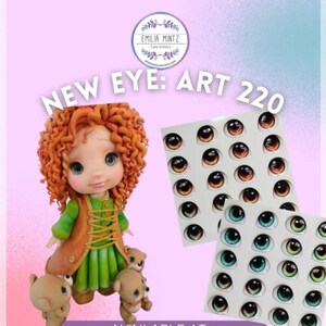 May include: A set of 24 realistic doll eyes for crafting. The eyes are arranged on two sheets, with 12 brown eyes on one sheet and 12 blue, green, and yellow eyes on the other sheet. The eyes are perfect for adding a touch of realism to your doll making projects.
