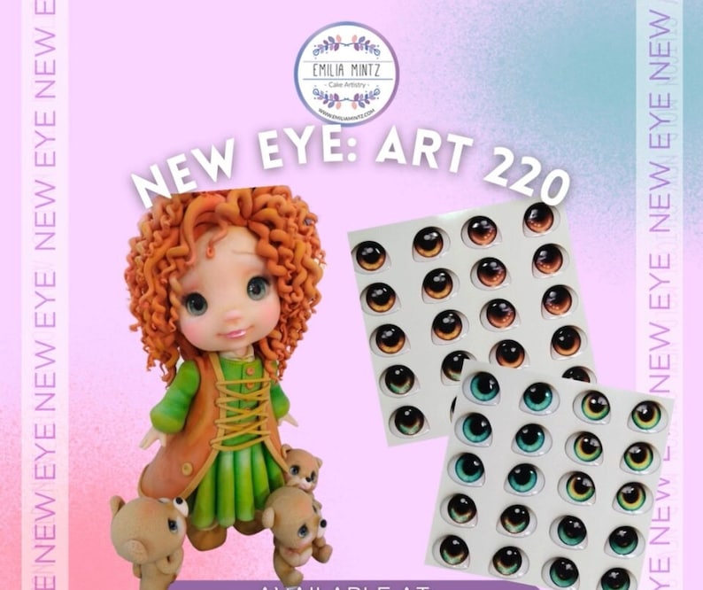 May include: A set of 24 realistic doll eyes for crafting. The eyes are arranged on two sheets, with 12 brown eyes on one sheet and 12 blue, green, and yellow eyes on the other sheet. The eyes are perfect for adding a touch of realism to your doll making projects.