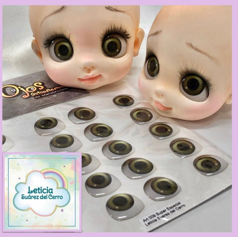 Resin 3D Eyes Black color for craft figures, Stickers adhesive eye supplies  for dolls Diy, Set of 12 adhesives eyes stickers for crafts