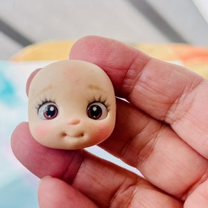 Clay head with resin eyes for dolls, Handmade doll heads for crafting, Artisan supplies heads for bows and figures with 3D eyes Diy.