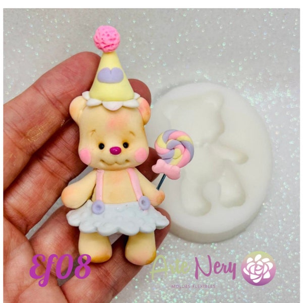 Teddy bear silicone mold for crafts,Silicone mould for make baby shower air dry clay figures, Silicon mold for party favors and cake toppers