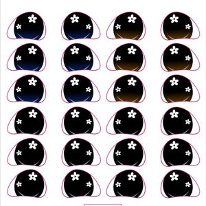 Black Iron-on eye decal for textile dolls, Thermo vinyl eyes with a flower inside,Transferable eyes for rag doll, Supplies for amigurumi Diy