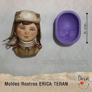 Silicone boy face mold with ears, Head doll silicon mold for cold porcelain and air dry clay crafts, Supply for handmade craft figures