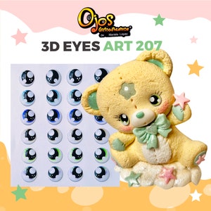 Resin 3D Eyes assorted colors for figures, Supplies for cold porcelain air dry clay crafts, Artisan components for dolls, Adhesive eye diy