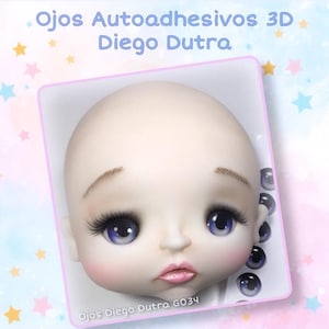 EYES 3D STICKERS, ojos 3D model #034 autoadhesivos Diego Dutra, cold porcelain, porcelana fria, foam art, crafts for dolls