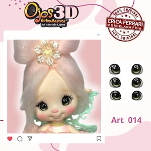 EYES 3D STICKERS, ojos 3D model #014 autoadhesivos Erica Ferrari, cold porcelain, porcelana fria, foam art, crafts for dolls
