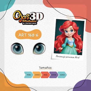 EYES 3D STICKERS, ojos 3D model #168-6 autoadhesivos de Mariela Lopez cold porcelain, porcelana fria, foam art crafts, for dolls