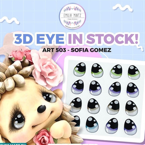 Resin Eyes assorted colors combined lilac, baby blue and green for figures, Supplies for dolls Diy, Set of 12 pairs of adhesives eyes