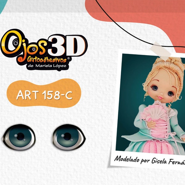 EYES 3D STICKERS, ojos 3D model #158 autoadhesivos de Mariela Lopez cold porcelain, porcelana fria, foam art crafts, for dolls