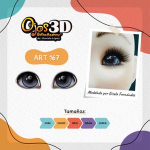 EYES 3D STICKERS, ojos 3D model #167 autoadhesivos de Mariela Lopez cold porcelain, porcelana fria, foam art crafts, for dolls