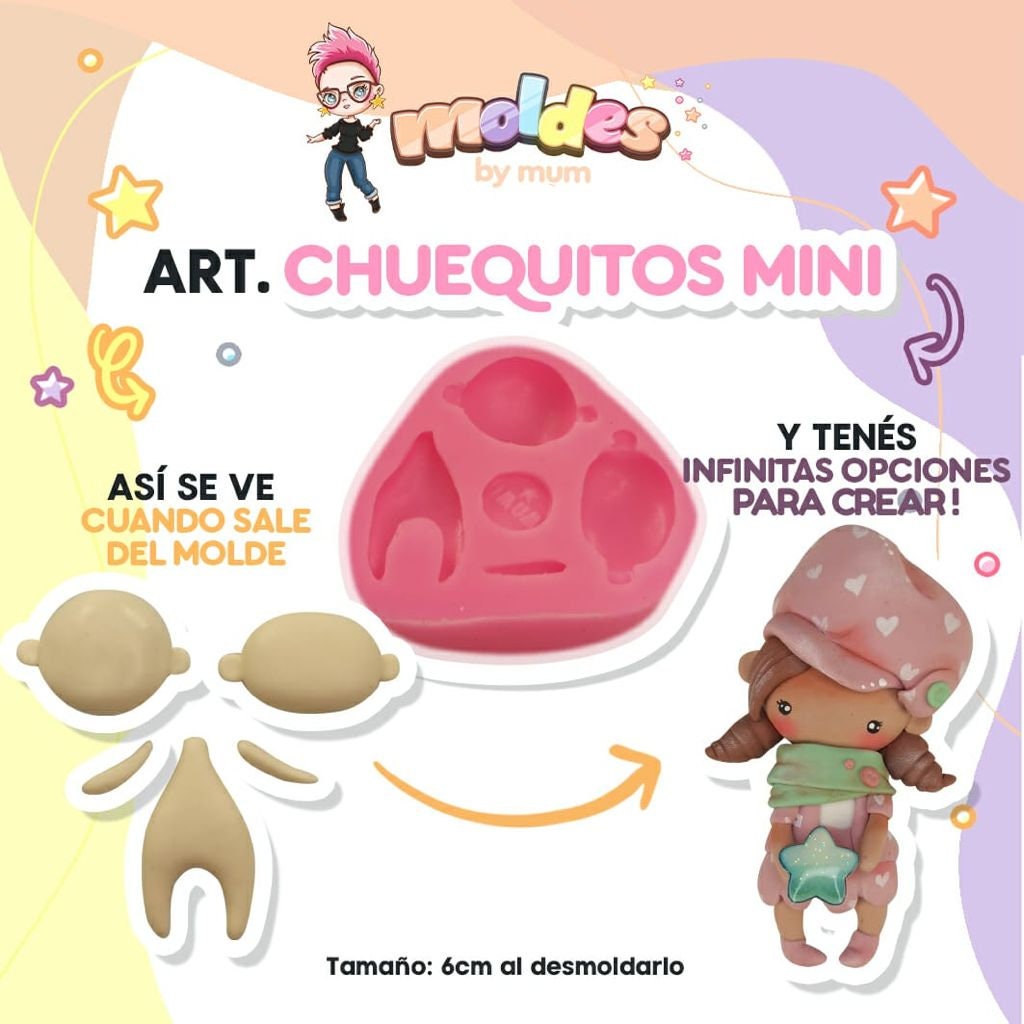 Flexible silicon mold for crafts dolls figures, Silicone mold for air dry clay and cold porcelain crafts, Supply for handmade crafting dolls