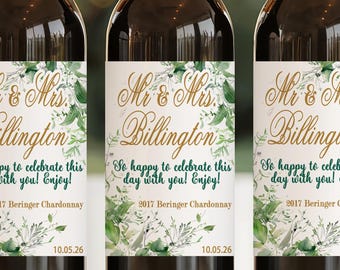 CUSTOM WINE LABELS - Beautiful Leafy Design - Perfect for weddings birthdays - Gifts  - Fully Customizable - Parties - Wedding Tables