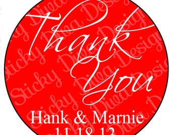PERSONALIZED STICKERS - Custom Wedding Monogrammed Labels - Any Color-  Round Gloss Labels