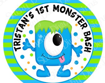 PERSONALIZED STICKERS - Custom Adorable Monster Bash Personalized Labels -  Gloss Labels
