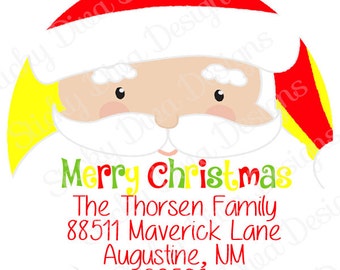 PERSONALIZED STICKERS - Custom Santa Christmas Gift Tag - Address labels -  Labels- Round Gloss Labels - Great for Christmas Presents
