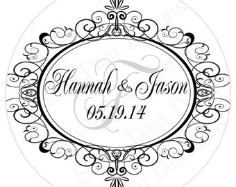 PERSONALIZED STICKERS - Custom Wedding Monogrammed Labels - Wedding Parties-  Gloss Labels