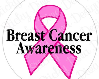 PERSONALIZED STICKERS - Breast Cancer Awareness -Any Color Any Saying -  Round Gloss Labels - Perfect for Fundraisers