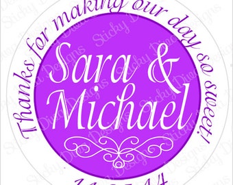 PERSONALIZED WEDDING STICKERS - Wedding Monogrammed Labels - Round Gloss Labels