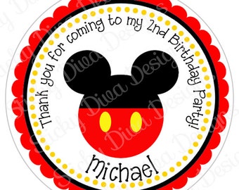 PERSONALIZED STICKERS - Custom Adorable Mickey Inspired Personalized Labels -  Gloss Labels