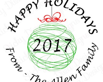 PERSONALIZED STICKERS - Custom Christmas Santa Monogrammed Labels - Round Gloss Labels