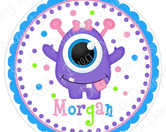 PERSONALIZED STICKERS - Custom Adorable Monster Girl Personalized Labels -  Gloss Labels