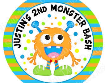 PERSONALIZED STICKERS - Custom Adorable Monster Bash Personalized Labels -  Gloss Labels