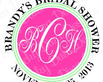 PERSONALIZED STICKERS - Custom Wedding Bridal Party Monogrammed Labels --  Round Gloss Labels