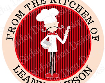 PERSONALIZED COOKING STICKERS -  From the Kitchen of - Cooking Labels - Round Gloss Labels