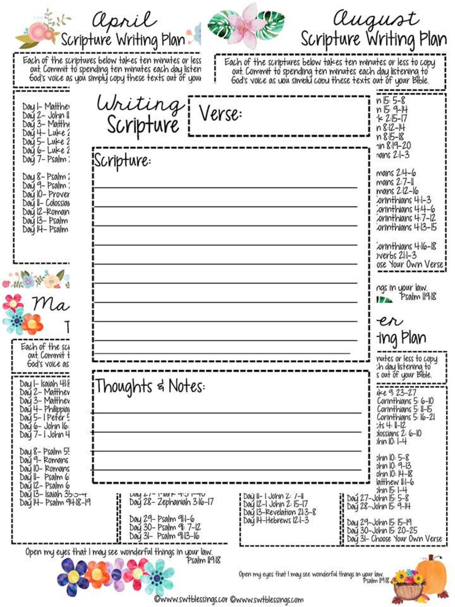 12 Month Scripture Writing Plan DIGITAL DOWNLOAD Etsy