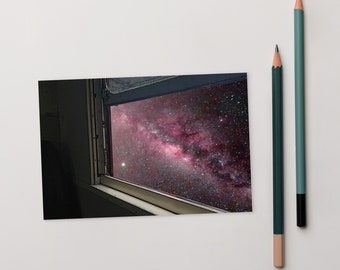 Looking out the Window in Space - Postcard