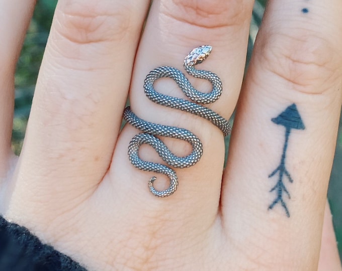 Coiled Snake Adjustable Silver Ring
