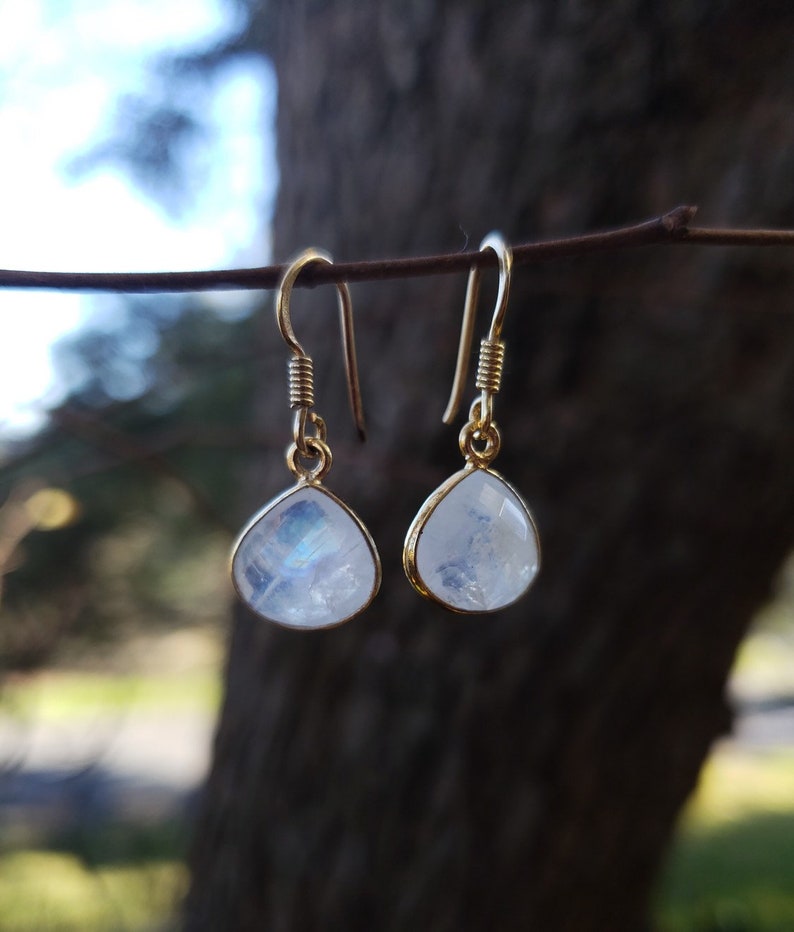 Golden Moonstone Drops \u2022 Gifts for her \u2022 Moonstone earrings