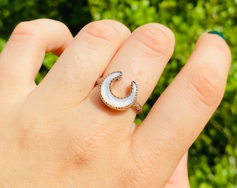 Mother of Pearl ring • Sterling Silver • Made to order in your size