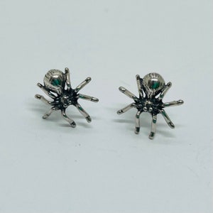 Spidey Senses • Sterling Spider Studs • realistic spider jewelry