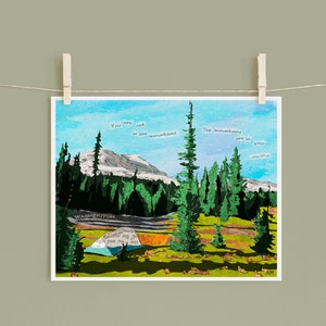 Mt Adams Camping Art Print: Washington Mixed Media Collage (8x10)